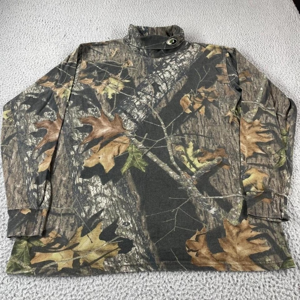 vintage mossy oak camo turtleneck long‎ sleeve shirt mens xl 2000s camouflage